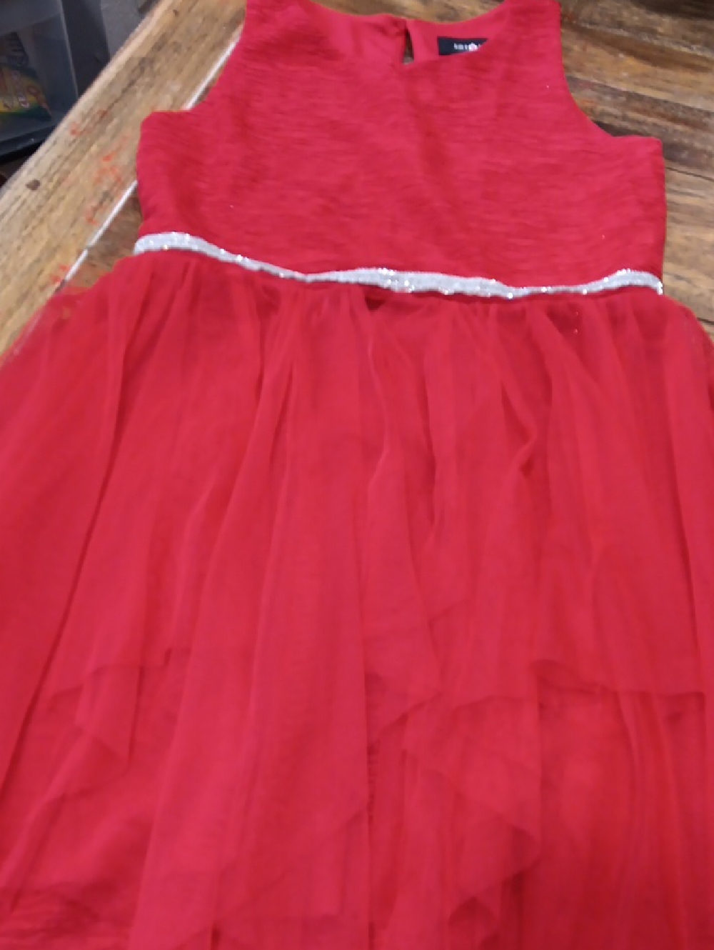 Amy Byer Red Tulle Party Dress with Sparkle Waistband